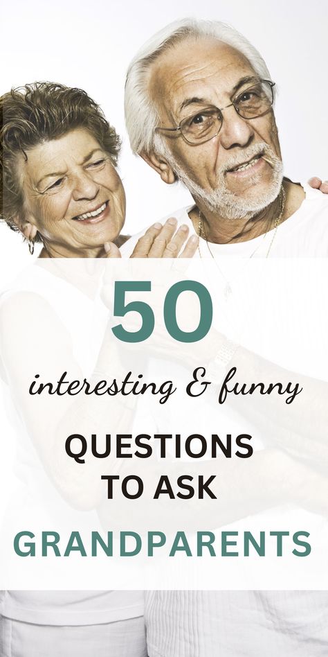 sweet old couple smiling and joking Questions To Ask Your Parents About Their Life, Things To Ask Grandparents, Grandma Questions For Kids, Questions For Grandma, Question To Ask Your Grandparents, Things To Ask Your Grandparents, Interview Questions For Grandparents, Grandparent Interview Questions, Questions To Ask Grandkids