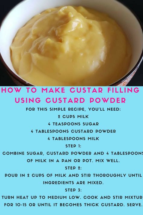 How To Make Custard With Custard Powder, Homemade Custard Powder Recipe, How To Make Custard Easy, How To Make Custard Pudding, How To Make Custard Powder, Birds Custard Recipes, Birds Custard Powder Recipes, Diy Custard, Fiji Recipes