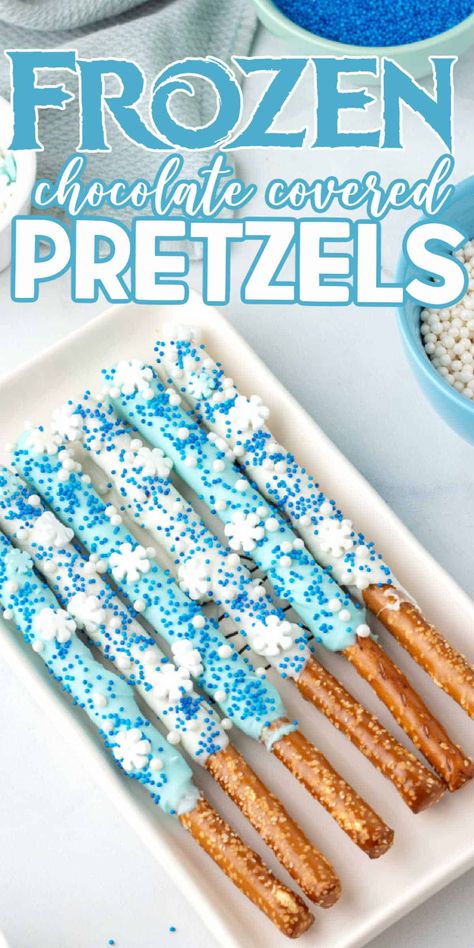 Blue Party Snack Ideas, Frozen Themed Snacks For Kids, Elsa Snacks Frozen Party Food, Frozen Party Desserts, Frozen 3rd Bday Party, Frozen Party Snacks Ideas, Frozen Birthday Snack Ideas, Frozen Inspired Food, Frozen Birthday Party Desserts