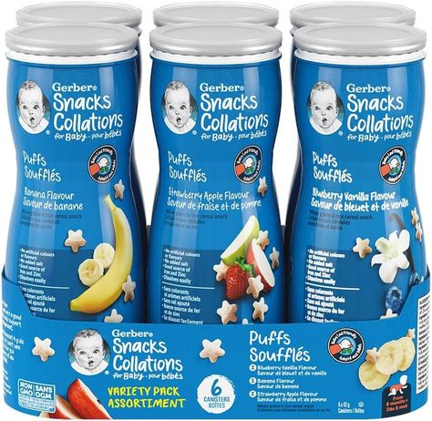 Baby Food Puffs, Gerber Puffs, Baby First Finger Foods, Gerber Snacks, Walmart Food, First Finger Foods, Gerber Baby Food, Baby Puffs, First Foods