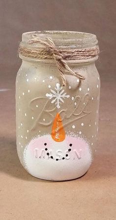 Snowman Mason Jar, Jars Ideas, Mason Jar Projects, Jar Ideas, Christmas Mason Jars, Mason Jar Gifts, Mason Jar Candles, Jar Diy, Snowman Crafts