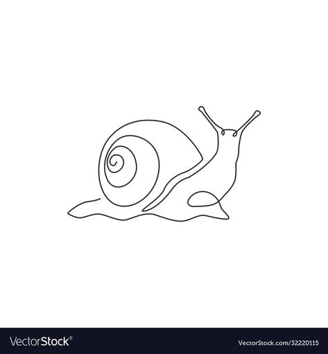 One single line drawing exotic snail vector image Snail Outline, Cute Snail Drawings, Tattoo Camping, Snail Vector, Snail Drawing, Snail Tattoo, Organic Food Logo, Spiral Tattoos, Autumn Embroidery