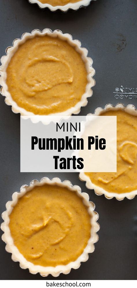 This recipe for mini pumpkin pie tarts starts with an all-butter pie crust and they are baked in small tart pans with removable bottoms. The filling is just like pumpkin pie filling, making this the perfect dessert for Thanksgiving and Fall. Pumpkin Pie Tarts Recipe, Pumpkin Tarts Easy, Pumpkin Pie Tart, Pumpkin Tarts Recipe Easy, Pumpkin Tarts Mini, Pumpkin Tartlets, Pumpkin Pie Tarts, Pumpkin Tarts Recipe, Mini Pumpkin Pies Recipe