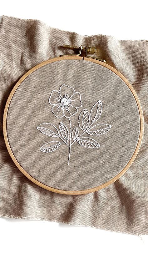 Neutral Embroidery Designs, Embroidery On Beige Fabric, Earthy Embroidery, God Embroidery Designs, Simple Botanical Embroidery Pattern, Embroidery Christian, Neutral Flower Embroidery, Aesthetic Embroidery, Beige Embroidery