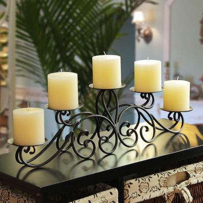 You'll love the Iron Candelabra Candle Holder at Wayfair - Great Deals on all Décor  products with Free Shipping on most stuff, even the big stuff. Fireplace Candelabra, Candelabra Centerpiece, Wrought Iron Candle Holders, Iron Candle Holders, Wrought Iron Candle, Candles In Fireplace, Iron Candle Holder, Iron Candle, Candle Holder Decor