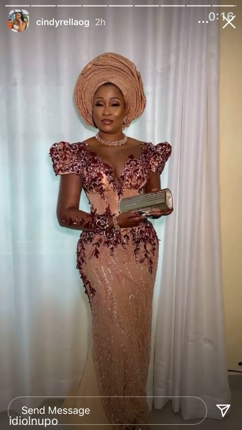 Introduction Outfit For Bride, Rose Gold Asoebi, Nigerian Introduction Outfit, Lace Dresses Nigerian African Style, Ghanaian Engagement, Olympic Outfits, Velvet Styles, Outing Dress, Bespoke Dress