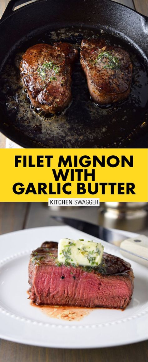 Pan Seared Filet, Seared Filet Mignon, Perfect Filet Mignon, Pan Seared Filet Mignon, Garlic And Herb Butter, Filet Mignon Recipe, Filet Recipes, Sushi Rolling, Herb Butter Recipe