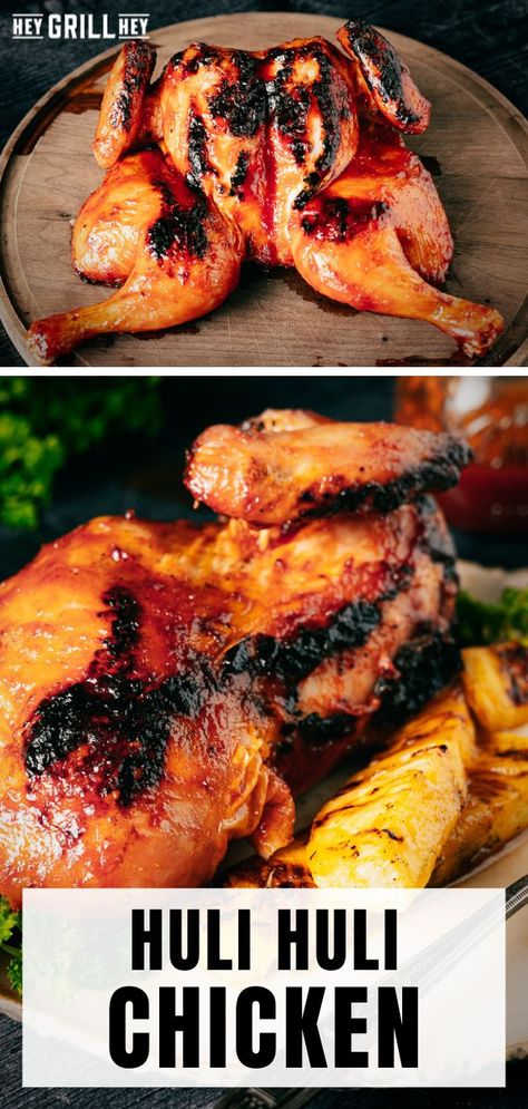 Hey Grill Hey Recipes, Huli Huli Pork Tenderloin, Authentic Huli Huli Chicken Recipe, Ono Hawaiian Bbq Chicken, Crockpot Huli Huli Chicken Recipe Critic, Smoked Huli Huli Chicken, Bbq Whole Chicken, Smoker Recipes Chicken, Grilled Huli Huli Chicken