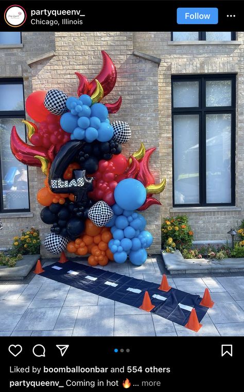 Monster Truck Balloon Arch, Monster Truck Balloon Garland, Blaze Birthday Party Ideas, Monster Truck Birthday Party Decorations, Monster Jam Party Decorations, Hot Wheels Party Decorations, Hot Wheels Themed Birthday Party, Monster Jam Birthday, Monster Jam Party