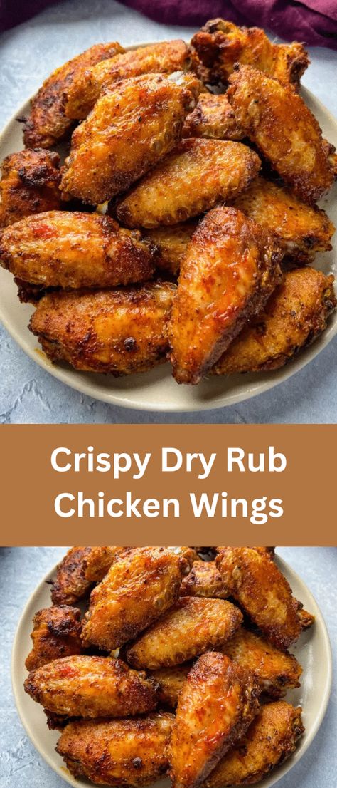 These crispy Dry Rub Chicken Wings are made with the best homemade spice blend. Instructions for either oven baking or air frying the chicken wings are included. These party wings have the flavor of smoked paprika, brown sugar, garlic powder, and more. You are in control of the flavor when you make your own spice blend! Essen, Chicken Wings And Drumsticks In The Oven, Best Ever Chicken Wings, Coating For Chicken Wings, Dry Run For Chicken Wings, Wingettes And Drumettes, Fried Wings Recipe Crispy, Copycat Chicken Wings, Dry Wings Recipe