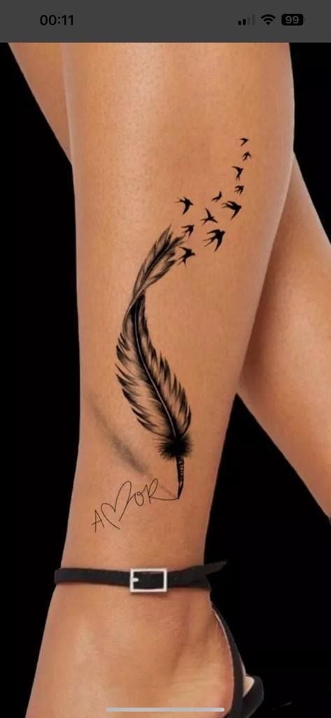 Feather Tattoos On Wrist, Feather And Dandelion Tattoo, Waistline Tattoos Women, Angel Wing Wrist Tattoo, Tattoo Plume, Small Feather Tattoo, Arm Tattoos Black, Delicate Flower Tattoo, Tattoo Pierna