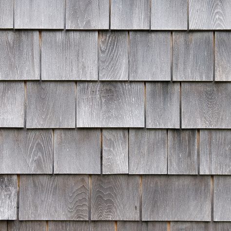 close up of cedar shingles Weathered Wood Shingles, White Stone Wall, Decorative Stone Wall, Black Cabin, Cottage Woods, Cape Cod Cottage, Shingle House, House Decals, Shingle Exterior