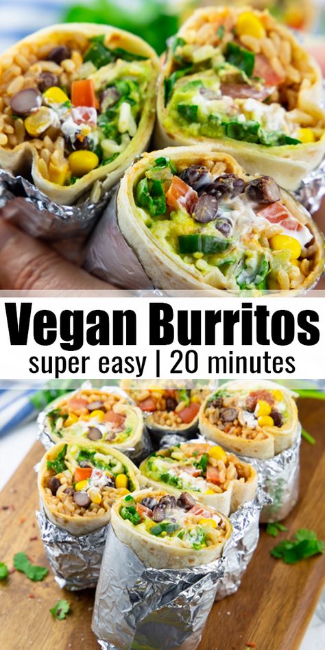 Burrito Vegan, Resep Vegan, Vegan Burritos, Rice Black Beans, Oreo Desserts, Pasta Vegetariana, Black Beans Corn, Vegan Burrito, Vegan Lunch Recipes