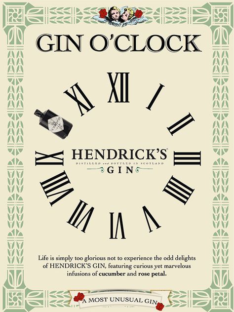 GIN O'CLOCK on Behance Hendrick's Gin, Gin O Clock, Hendricks Gin, Wine O Clock, Creative Industries, O Clock, Creative Work, Work On, Gin