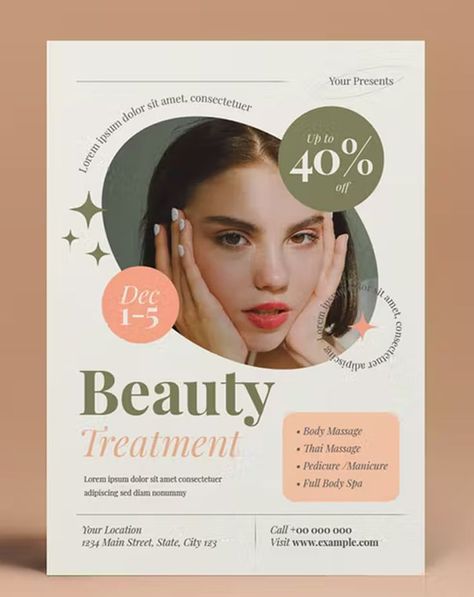 Beauty Sale Flyer Template AI, PSD Cosmetology Flyer Design, Beauty Course Poster, Flyer Design Beauty Salon, Spa Flyers Ideas, Beauty Poster Design Ideas, Beauty Event Poster, Beauty Sale Design, Ad Template Design, Beauty Clinic Poster Design