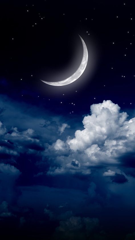 Clouds And Stars, The Night Sky, Half Moon, Night Sky, The Moon, Moon, Wallpapers, Stars