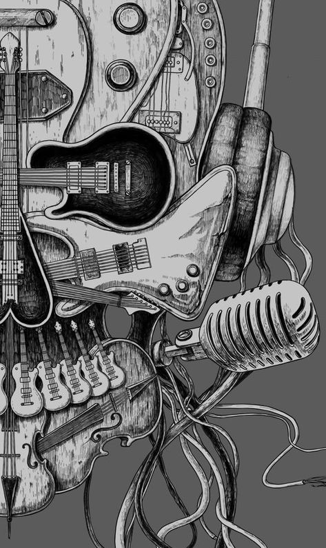 Muzică Rock, Arte Punk, Music Drawings, Music Illustration, Music Artwork, Music Tattoos, Musical Art, Music Images, Art Disney