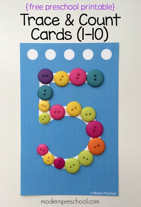 Printable trace and count number cards for preschoolers!  Includes numbers 1-10 from Modern Preschool. Modern Preschool, Free Printable Numbers, Prek Math, Teaching Numbers, Numbers Preschool, Printable Numbers, Math Activities Preschool, Free Preschool, Kids Calendar