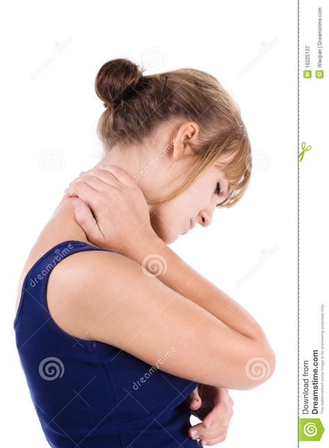 Neck pain. Woman holds a hand on pain neck. Isolated on white background #Sponsored , #SPONSORED, #sponsored, #Woman, #Neck, #white, #holds Hand On Back Of Neck Pose, Hands On Neck Reference, Hand On Neck Reference, Hand Behind Neck Pose, Hand On Neck Pose Reference, Holding Neck Pose, Hands Around Neck Reference, Hand On Neck Pose, Hand Around Neck