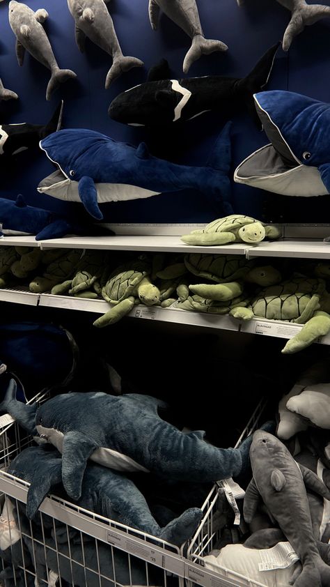 ikea, ikea aesthetic, whale, whale aesthetic, shark aesthetic, ocean, plushies, aesthetic plushies, ikea aesthetic room, aesthetic room ideas Shark Plushie Aesthetic, Whale Room Decor, Ikea Shark Aesthetic, Shark Bedroom Aesthetic, Shark Room Ideas, Ocean Plushies, Shark Room Aesthetic, Ocean Themed Bedroom Aesthetic, Ocean Aesthetic Bedroom