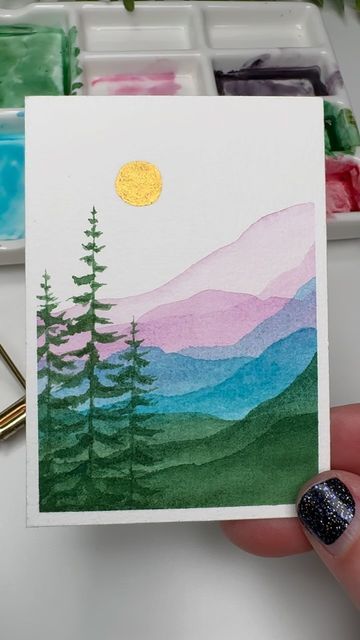 Drawing With Watercolor Easy, Watercolor Project Ideas, Simple Watercolor Paintings Ideas Easy, Watercolor Paintings Ideas Easy, Easy Watercolor Sketchbook Ideas, Cute Easy Watercolor Paintings, Easy Water Colors Painting For Beginners, Easy Painting Ideas Watercolors, Cute And Easy Painting Ideas