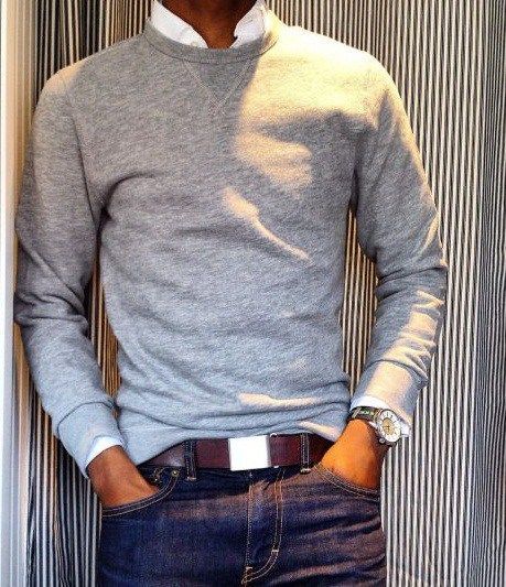 Read on to know about the three different ways men can style their crew neck sweater and look cool this winter.: Chique Outfit, Herren Style, Stylish Men Casual, Stylish Mens Fashion, Mens Fashion Smart, Jackets Men Fashion, Mens Fashion Casual Outfits, Business Casual Men, Men Fashion Casual Outfits