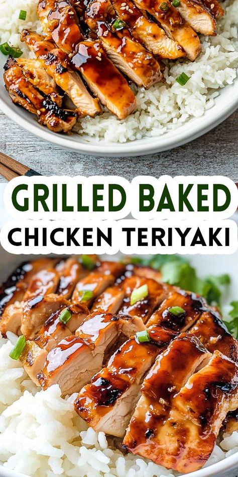 Looking for a quick, healthy, and flavorful dinner option? This Grilled Baked Chicken Teriyaki recipe combines sweet and savory flavors with a smoky, charred finish! Serve with steamed rice or veggies for a balanced meal that's ready in just 25 minutes! 🌿 👉 Try this mouth-watering recipe now and impress your family! 🍽️ #ChickenTeriyaki #GrilledChicken #HealthyMeals #QuickDinners #MealPrepIdeas Baked Chicken Teriyaki Recipe, Healthy Teriyaki Chicken, Teriyaki Chicken Breast, Grilled Chicken Recipes Easy, Baked Teriyaki Chicken, Teriyaki Chicken And Rice, Easy Teriyaki Chicken, A Balanced Meal, Teriyaki Recipe