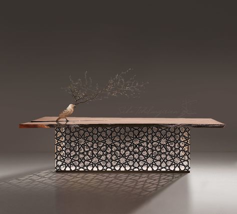 https://flic.kr/p/2ngbHm4 | Hamdllah table 2022 | Orientale Dinning table Islamic Furniture Design, Unique Dining Table Design, Arabic Furniture, Modern Arabic Interior, Islamic Furniture, Islamic Interior, Table Sketch, Modern Table Design, Thesis Ideas