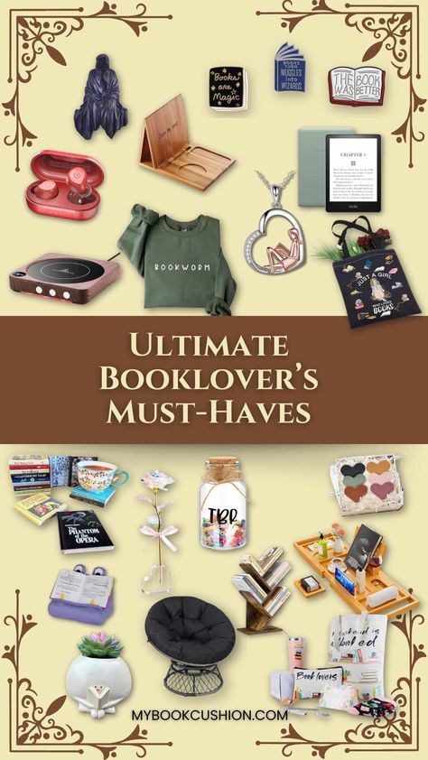 The Ultimate Book Lover’s Items : Must-Have Reading Accessories Bookworm Must Haves, Book Club Gift Ideas, Personal Library Stamp, Book Lover Gift Ideas, Book Wizard, Reader Gifts, Literature Gifts, Book Lover Gifts, Gifts For Book Lovers