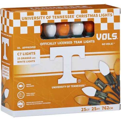 University of Tennessee C7 Colored Bulb String Lights | Vols Christmas Decor Tennessee Vols Decor, Tennessee Tailgate, Univ Of Tennessee, University Of Tn, Ut Vols, Tennessee Christmas, Tennessee Volunteers Football, Santa Decor, Tn Vols