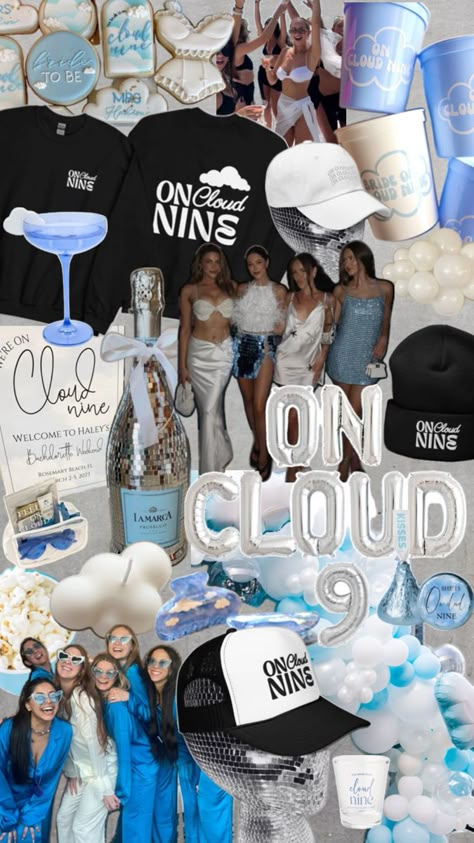 She’s on cloud 9 ☁️ the perfect 2024 bachelorette party theme. Shades of blue, puffy cloud decor, and the cutest bachelorette party favors for your squad. Head in the clouds, heart full of love. On Cloud 9 Bachelorette Party, Gatlinburg Bachelorette, Bride On Cloud 9, Cloud 9 Bachelorette Party, On Cloud 9 Bachelorette, Funny Bachelorette Games, Bachelorette Party Theme, Bachelorette Party Planner, Cloud Decor