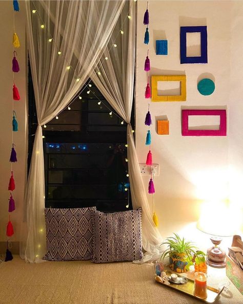 Sunshine Window, Low Seating, Indian Room, Colorful Room Decor, Indian Room Decor, Indian Bedroom Decor, Indian Bedroom, Colourful Living Room Decor, Easy Room Decor