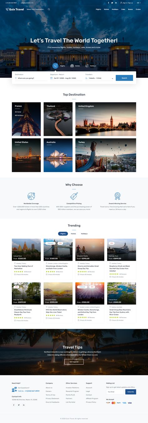 Travel Booking Website UI Design Agency Website Inspiration, Travel Agency Website, Hotel Booking Website, Website Ui Design, Travel Website Design, Food Web Design, Web Design Examples, Blog Website Design, Agency Website Design