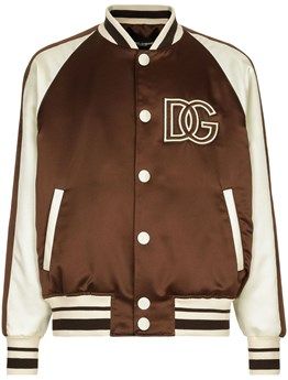 DOLCE & GABBANA - LOGO BOMBER JACKET Dolce Gabbana Jacket, Satin Jacket, City Shorts, Top Design Fashion, Satin Jackets, Balenciaga Triple S, Dolce E Gabbana, Band Collar, Leather Jacket Men