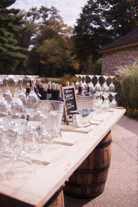 We had a self serve wine bar Wine And Beer Wedding, Wine Bar For Wedding Receptions, Wine Bar Ideas Wedding, Small Bar Wedding, Wine Bar Wedding Self Serve, Self Serve Wine Bar Ideas, Alcohol Table Wedding, Self Pour Wine Bar, Serving Wine At Wedding