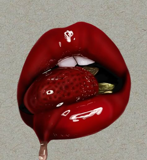 Glossy Lip Drawing, Lips Photography Idea, Mouth Eating Drawing, Glossy Lips Drawing, Aesthetic Lips, Mouth Painting, Lip Artwork, 30 Day Art Challenge, Lips Painting