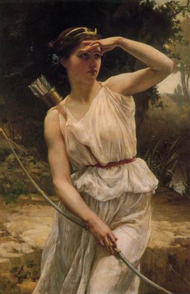 Artemis is Apollo's twin sister, daughter of Zeus and Leto. She was born on the island of Delos. Artemis is the goddess of hunting, and the flocks. She protects every animal on earth, wild or tame. Later she also became the protector of women ιn labor. Guillaume Seignac, Artemis Goddess, Roman Names, Istoria Artei, Daughter Of Zeus, Rome Antique, Greek Mythology Art, Bow And Arrow, Pre Raphaelite