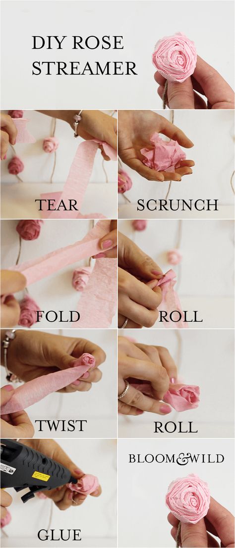 How to make Rose Streamers with Bloom & Wild. Learn DIY tips to have fun with at home, from the UK's top rated flower delivery company. Roses From Streamers, Streamer Roses Diy, Wedding Ideas Diy, Baby Shower Gifts To Make, Crepe Paper Roses, Diy Mom, Bloom And Wild, How To Make Rose, Kissing Ball