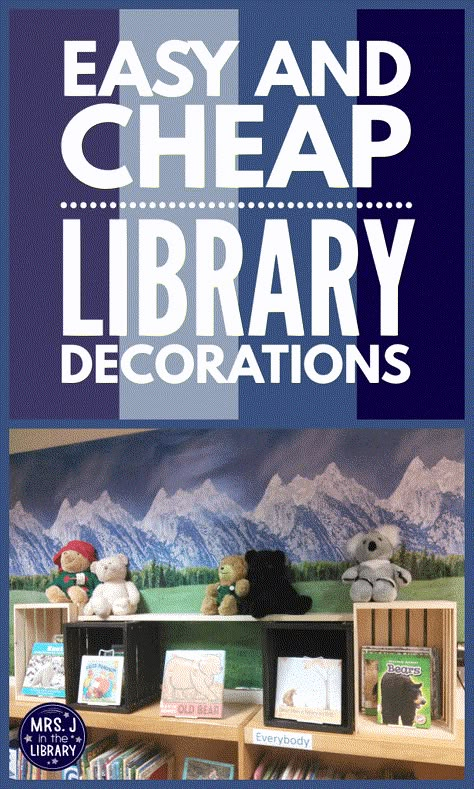 Elementary Library Decorations, Library Decor Ideas, School Library Themes, School Library Book Displays, Cheap Decorations, School Library Lessons, Library Decorations, School Library Decor, School Library Design