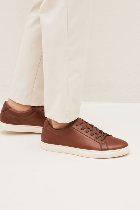 Leather upper. Lace-up. Ortholite foam insole. Upper - Leather, Lining & Sock - Other Materials, Textile, Sole - Other Materials, Other Materials, Textile. Brown Sneakers, Leather Trainers, Trainer Sneakers, Mens Trainers, Sneakers Outfit, Tan Brown, Brown Color, Brown Leather, Leather Upper