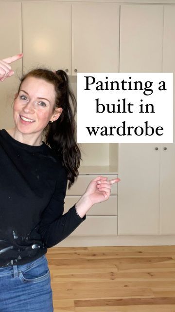 Repainted Wardrobe Ideas, How To Paint Wardrobe Doors, How To Paint Pax Wardrobe, Painting Fitted Wardrobes, Painting Built In Wardrobes, Paint Wardrobe Doors Diy, Painted Wardrobes Before And After, Painting Wardrobes Ideas, Wardrobe Makeover Diy Painted Furniture