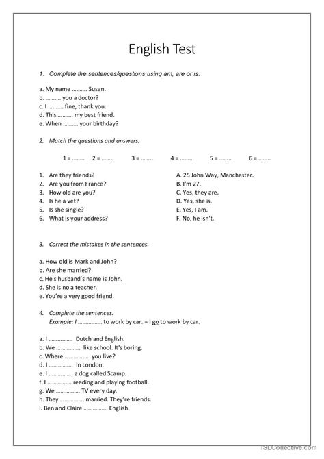 Beginner English Test warmer, fille…: English ESL worksheets pdf & doc English Beginner Worksheets, English Test For Beginners, Esl Teaching Elementary, Esl Worksheets For Beginners, Elementary Worksheets, Test For Kids, English Lesson Plans, English For Beginners, Language Goals