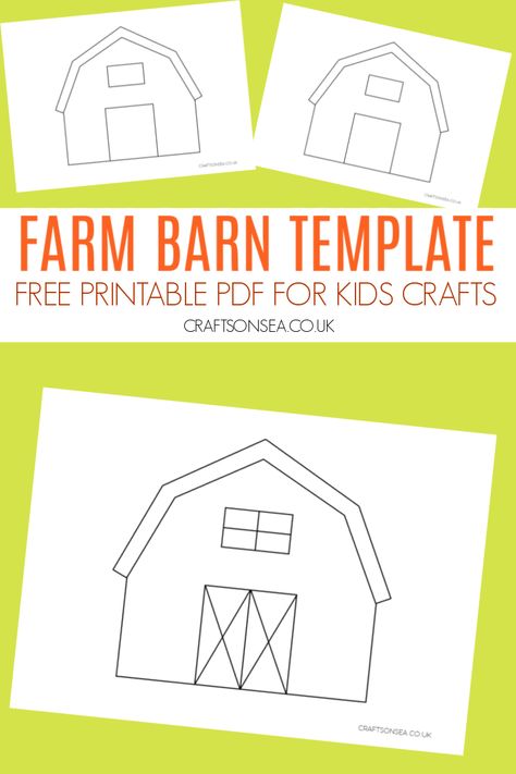 Farm Day At School, On The Farm Crafts, Farm Templates Free Printable, Barn Crafts For Kids, Farm Template, Barn Crafts Preschool, Farm Theme Preschool Activities Free Printable, Barn Art Preschool, Farm Animals Template