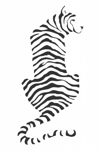 Black and white illustration of a sitting tiger showing off his lovely stripes clipart isolated on white background Tiger Stencil, Fierce Tattoo, Tiger Silhouette, Art Tigre, Tiger Drawing, Tiger Illustration, Animal Stencil, Soyut Sanat Tabloları, Silhouette Stencil