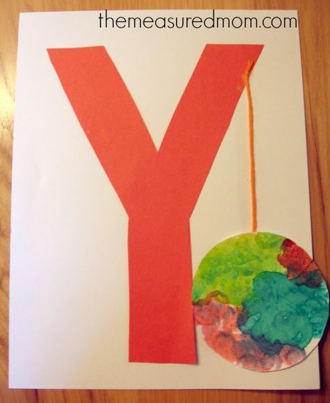 letter y craft 2 the measured mom 7 Letter Y Crafts and Process Art for Preschoolers Process Art For Preschoolers, Letter Y Crafts, Art For Preschoolers, Preschool Letter Crafts, The Measured Mom, Measured Mom, Abc Crafts, The Letter Y, Alphabet Letter Crafts