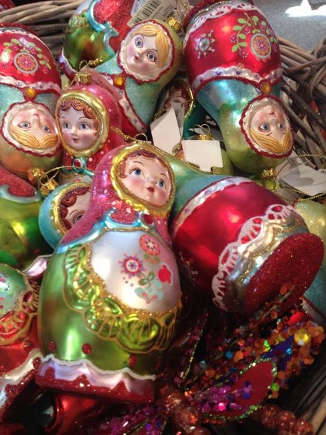 Handmade Russian dolls Christmas tree decorations. Russian Christmas Decorations, Russian Christmas, Doll Ornaments, Stacking Dolls, Handmade Tree, Antique Christmas Ornaments, Russian Dolls, Colorful Life, Colorful Christmas