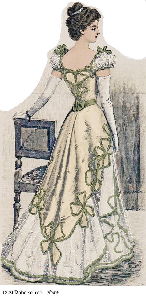 1899 Victorian pattern for Ballgown/Robe de soiree sized for Bustle Dress Pattern, Victorian Ballgown, 1890s Dress, 1899 Fashion, 1890s Fashion, Lingerie Patterns, Victorian Pattern, Bustle Dress, Gown Pattern