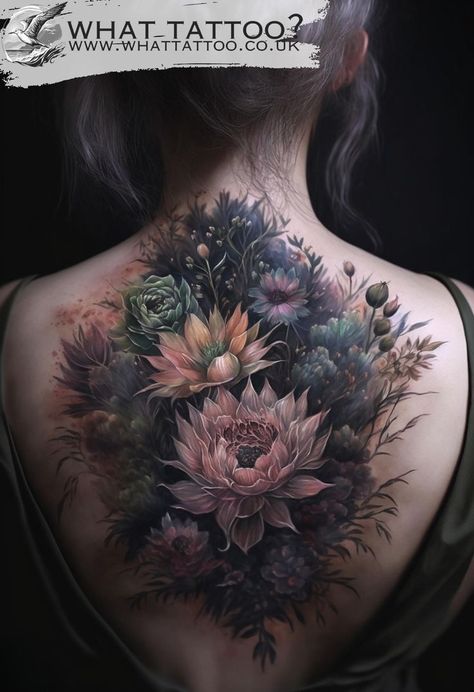 Floral Tattoo on Woman’s Upper Back Back Tattoo Women Upper, Cover Up Tattoos For Women, Go Tattoo, Best Cover Up Tattoos, Upper Back Tattoos, Beautiful Tattoos For Women, Cool Forearm Tattoos, Sunflower Tattoos, Pretty Tattoos For Women