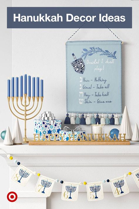 Celebrate family & traditions with Hanukkah decor ideas, candles & menorah inspo that helps set the scene. Channukah Decorations, Hannukah Party, Holiday Care Package, Hannukah Decorations, Hanukkah Blessings, Ideas Candles, Hanukkah Traditions, Happy Hannukah, Hanukkah Decor