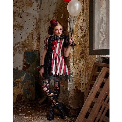 Kids Killer Clown Costume - Spirithalloween.com Dark Ringmaster, Trapeze Artist Costume, Circus Clown Costume, Twisted Circus, Tattered Dress, Shark Baby Costume, Stylish Halloween Costumes, Petti Skirt, Clown Collar